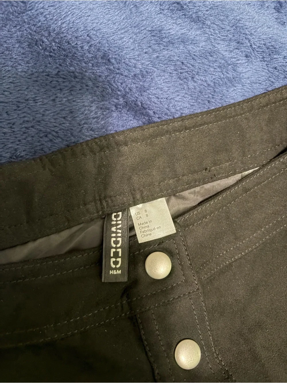 H&M Divided - Black Velvet Button-Front A-Line Skirt